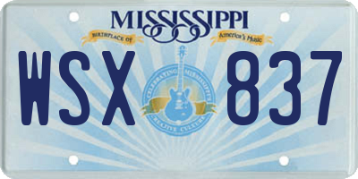 MS license plate WSX837