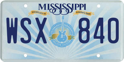 MS license plate WSX840