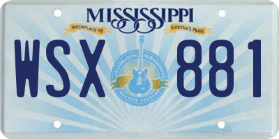 MS license plate WSX881
