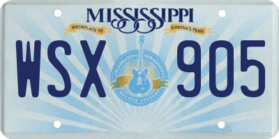 MS license plate WSX905