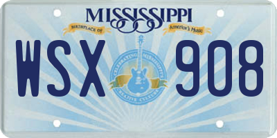 MS license plate WSX908