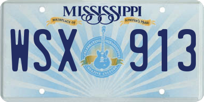 MS license plate WSX913