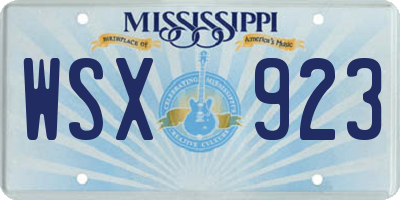 MS license plate WSX923
