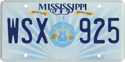 MS license plate WSX925