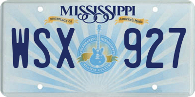 MS license plate WSX927