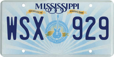 MS license plate WSX929