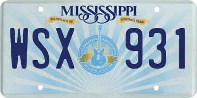 MS license plate WSX931
