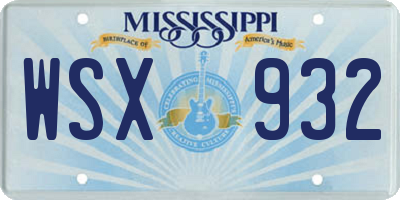 MS license plate WSX932