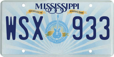 MS license plate WSX933
