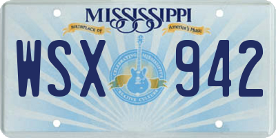 MS license plate WSX942