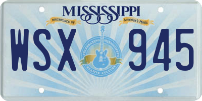 MS license plate WSX945