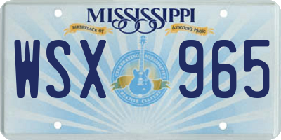 MS license plate WSX965