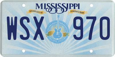 MS license plate WSX970