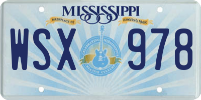 MS license plate WSX978