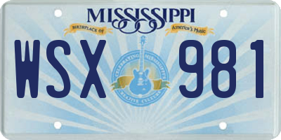 MS license plate WSX981