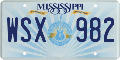 MS license plate WSX982