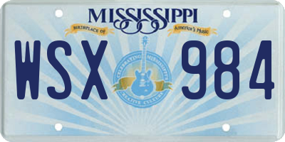 MS license plate WSX984