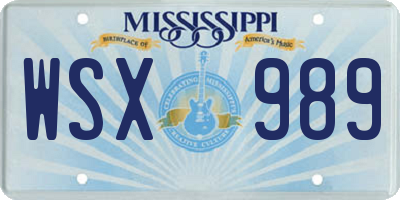MS license plate WSX989