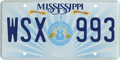 MS license plate WSX993