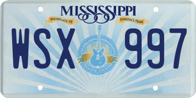 MS license plate WSX997
