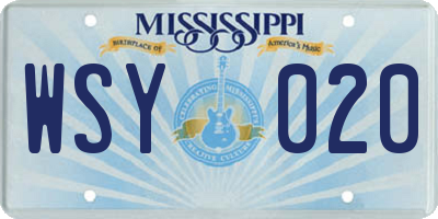 MS license plate WSY020