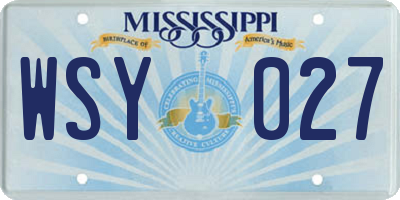 MS license plate WSY027
