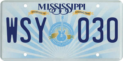 MS license plate WSY030