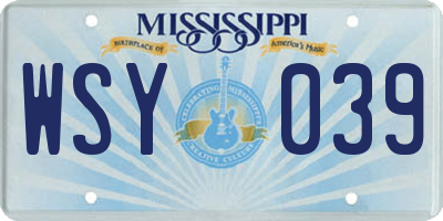 MS license plate WSY039