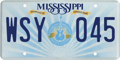 MS license plate WSY045