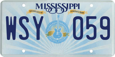 MS license plate WSY059