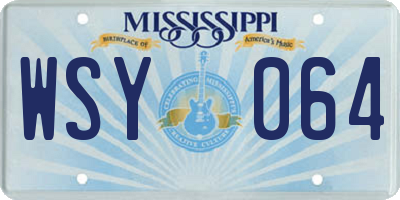 MS license plate WSY064