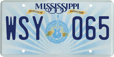 MS license plate WSY065