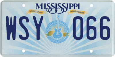 MS license plate WSY066
