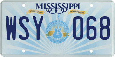 MS license plate WSY068