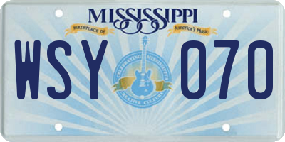 MS license plate WSY070
