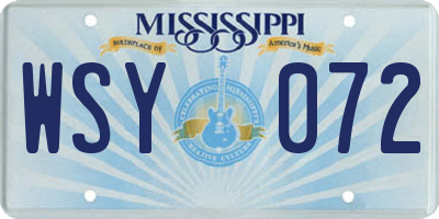 MS license plate WSY072