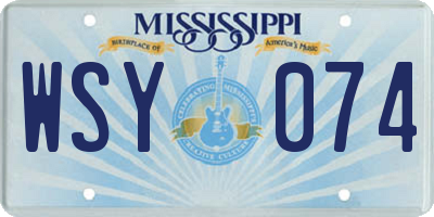 MS license plate WSY074