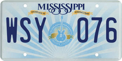MS license plate WSY076