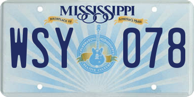 MS license plate WSY078