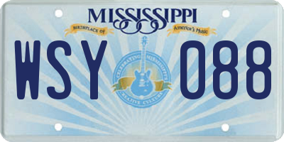 MS license plate WSY088