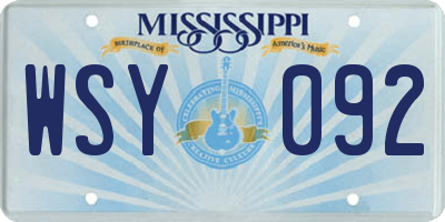 MS license plate WSY092