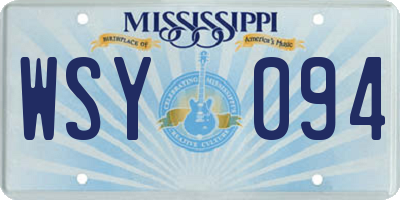 MS license plate WSY094