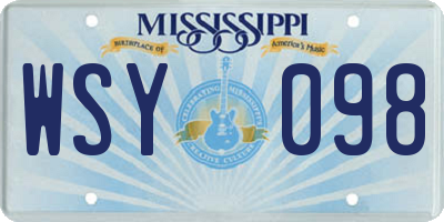 MS license plate WSY098