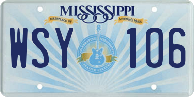 MS license plate WSY106
