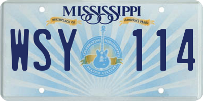 MS license plate WSY114