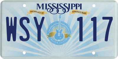 MS license plate WSY117