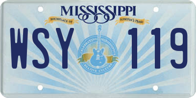 MS license plate WSY119