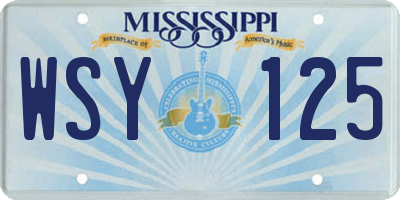 MS license plate WSY125