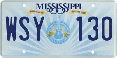 MS license plate WSY130