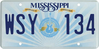 MS license plate WSY134
